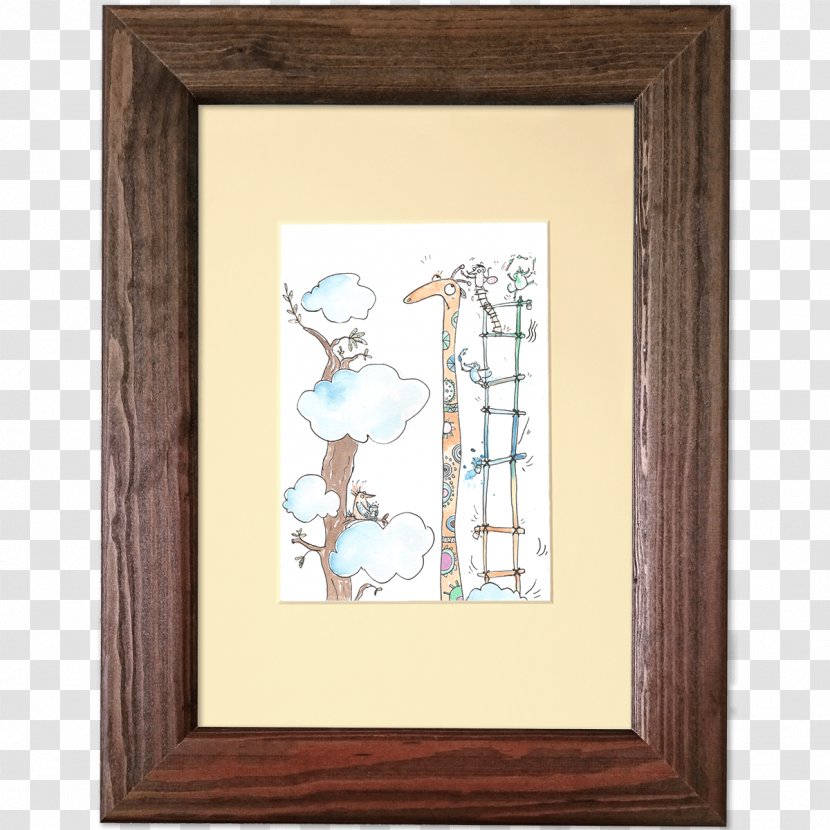 Giraffe Picture Frames Work Of Art Painting - Watercolor Frame Transparent PNG