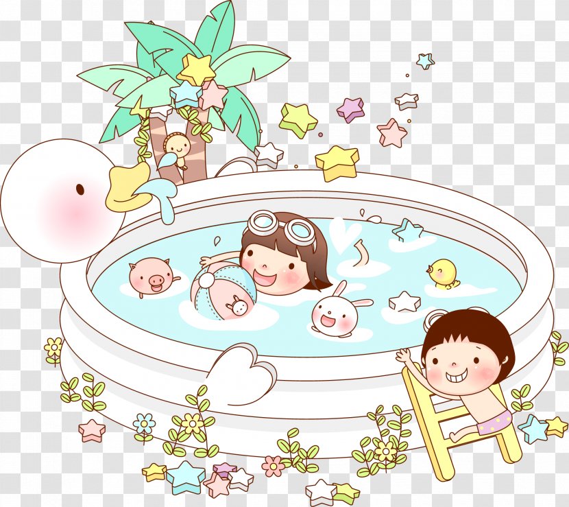 Swimming Pool Cartoon Illustration - Frame - Child Transparent PNG