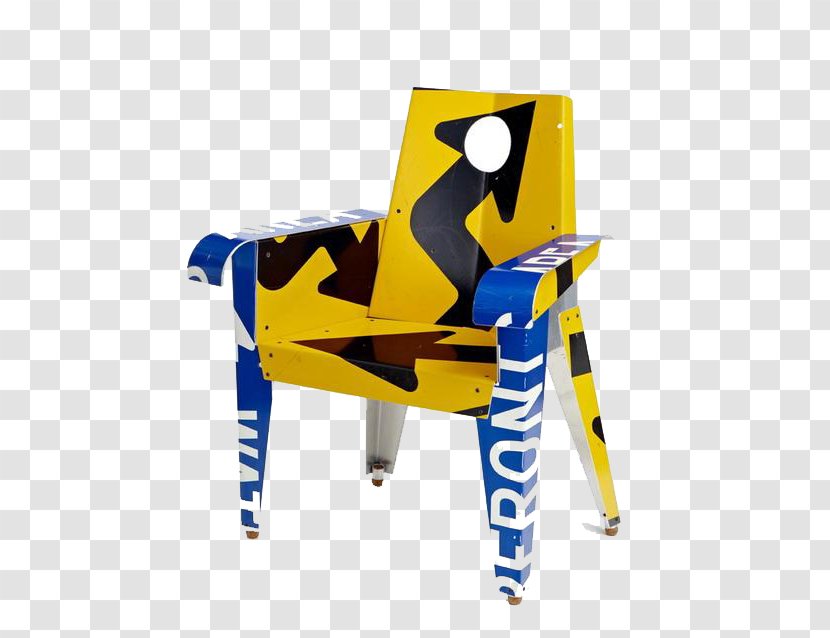 Bally Humanufactured, LLC Chair Traffic Sign Upcycling Furniture - Repurposing - Yellow Blue Cardboard Transparent PNG