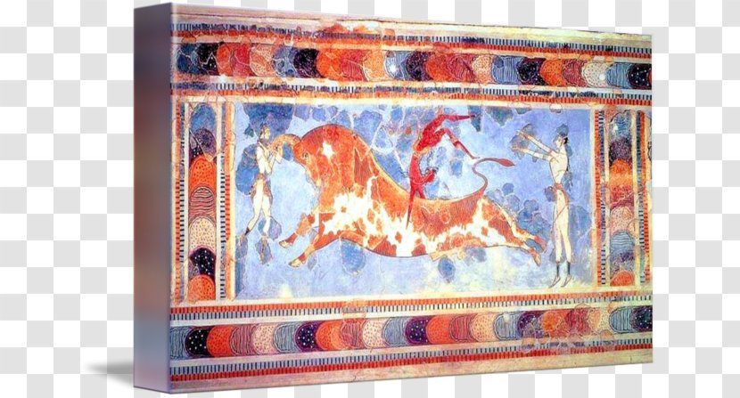 Knossos Bull-Leaping Fresco Sacred Bull Minotaur Minoan Bull-leaper - Civilization Transparent PNG