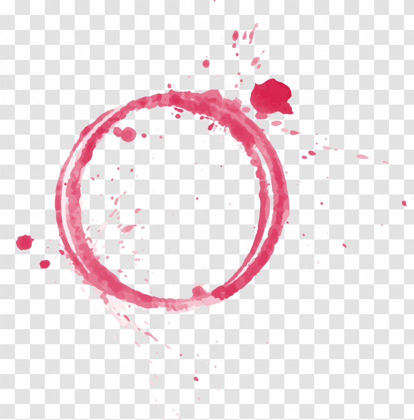 Ink Watercolor Painting - Computer Graphics - Hand Painted Pink Drop Circle Transparent PNG