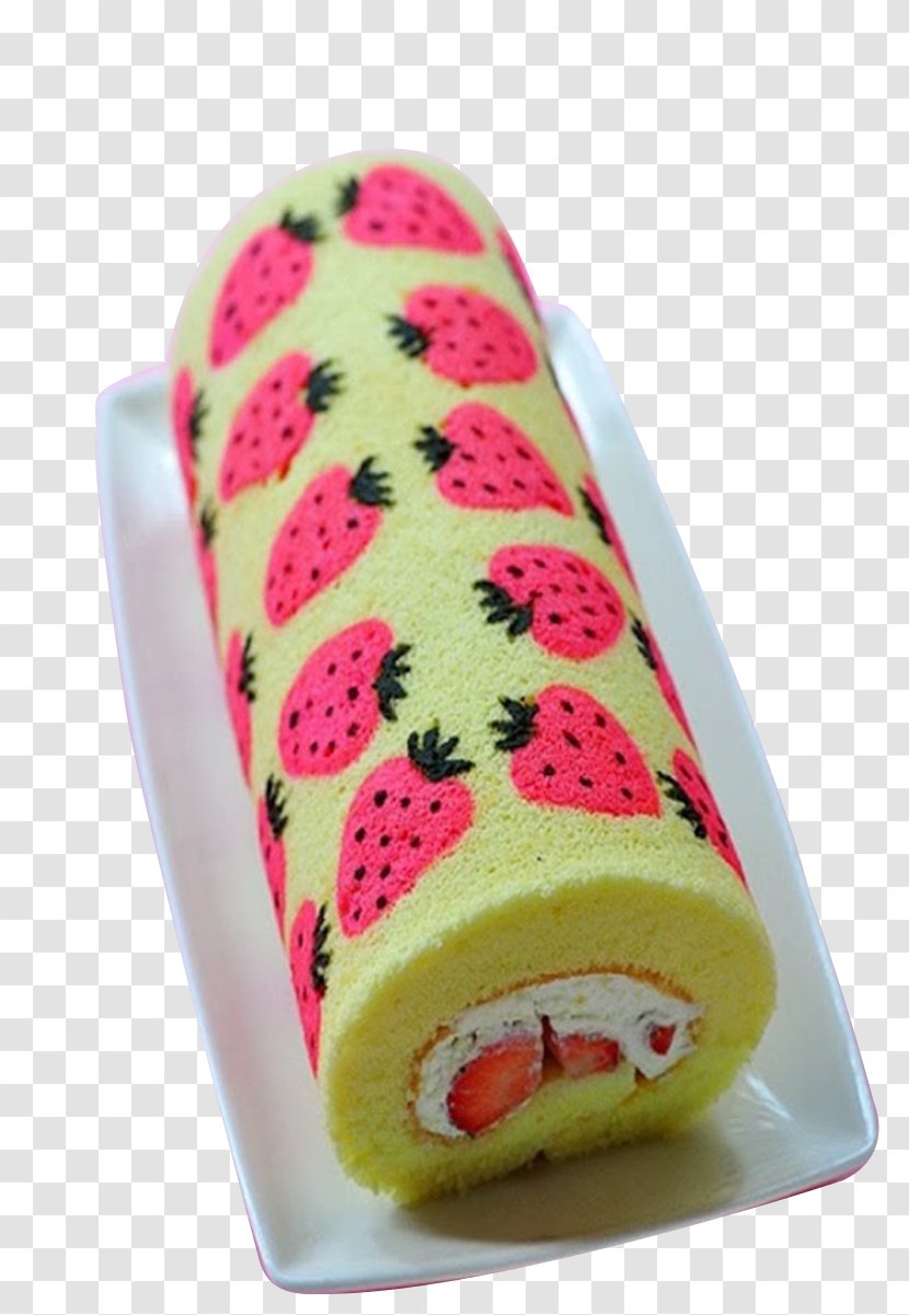 Swiss Roll Strawberry Cream Cake Japanese Cuisine Sponge Fruitcake Transparent PNG