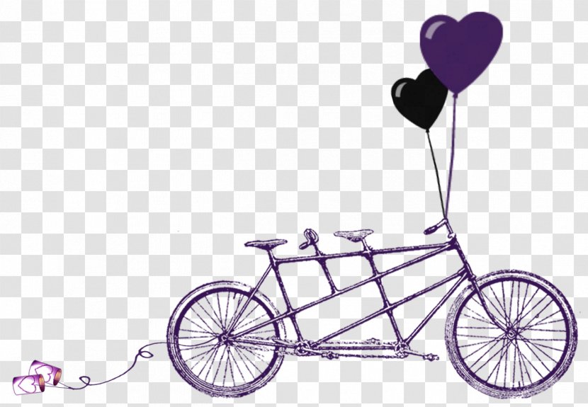 Wedding Invitation Tandem Bicycle RSVP - Flower Bouquet - Purple Cliparts Transparent PNG