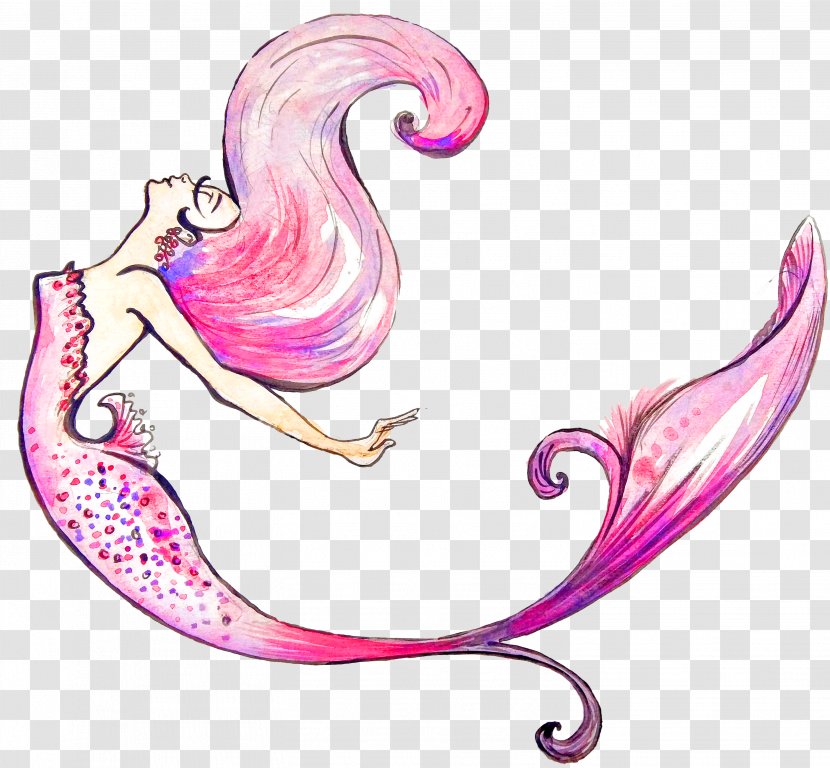 Mermaid Illustration - Painting - Purple Transparent PNG