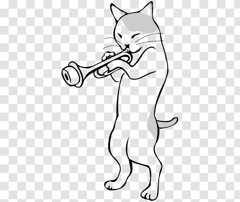 Cat Clip Art Coloring Book Trumpet Drawing - Flower Transparent PNG