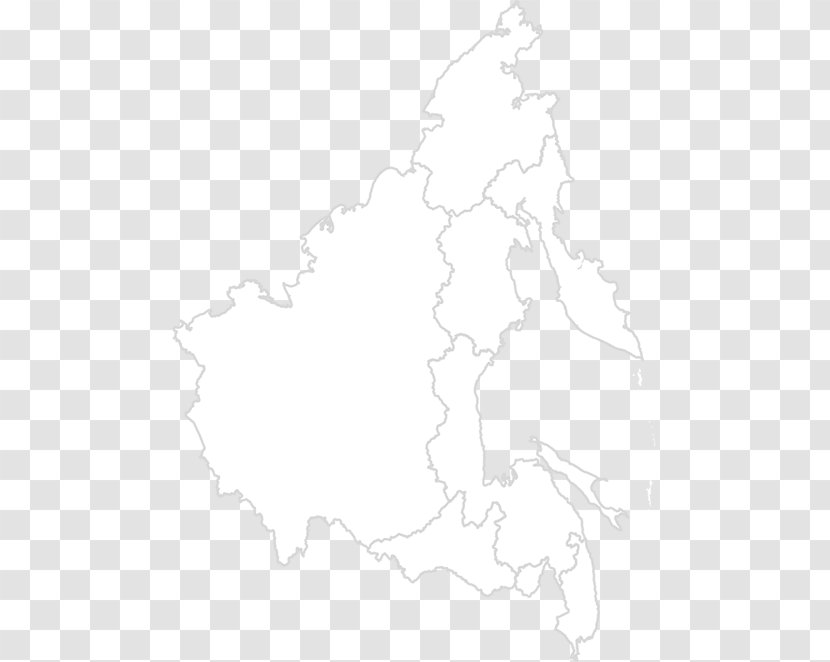 White Line Art Map Tree Transparent PNG