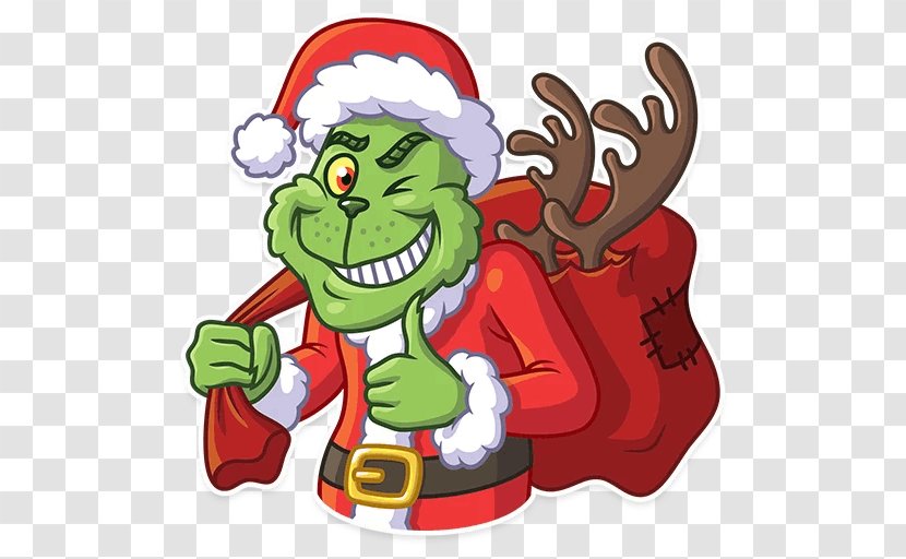 Grinch Sticker Telegram Santa Claus Clip Art - Christmas Transparent PNG