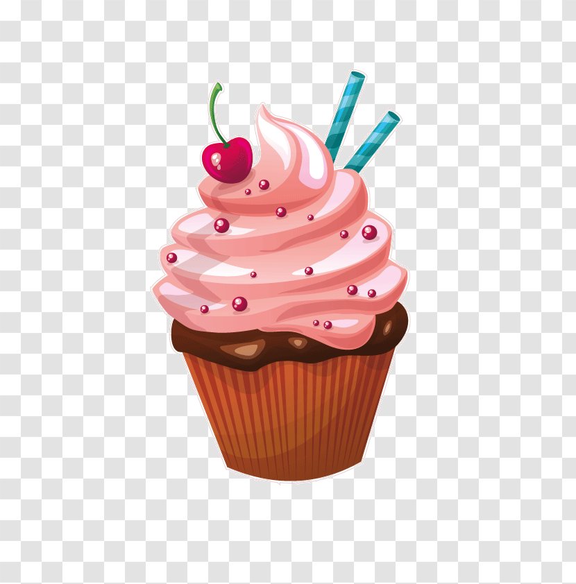 Cupcakes & Muffins Frosting Icing Birthday Cake - Baking Cup - Vector Transparent PNG