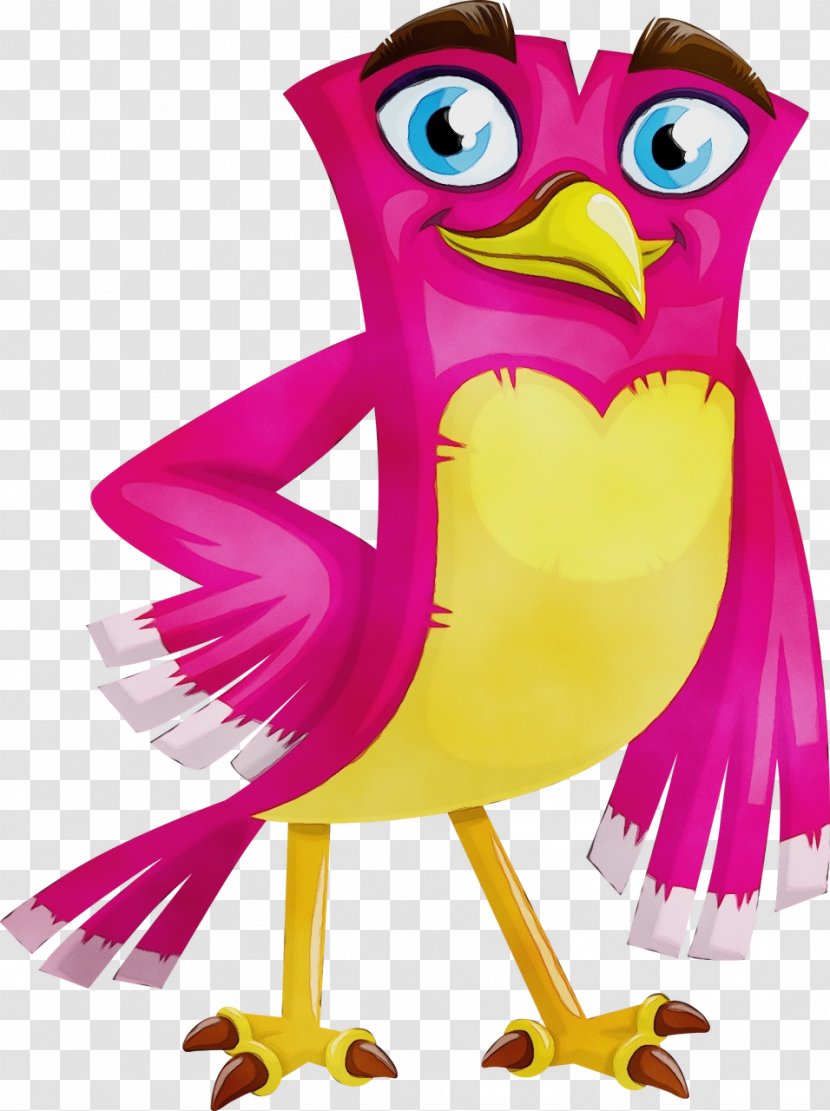 Cartoon Bird Pink Clip Art Owl - Animal Figure - Of Prey Transparent PNG