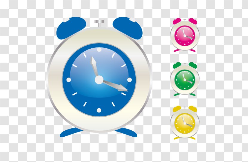 Alarm Clock Clip Art - Flat Design - Blue Transparent PNG