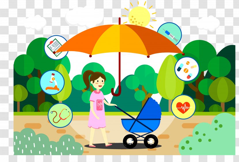 Child Care Mother Illustration - Product - Mom Push Doll Car Transparent PNG