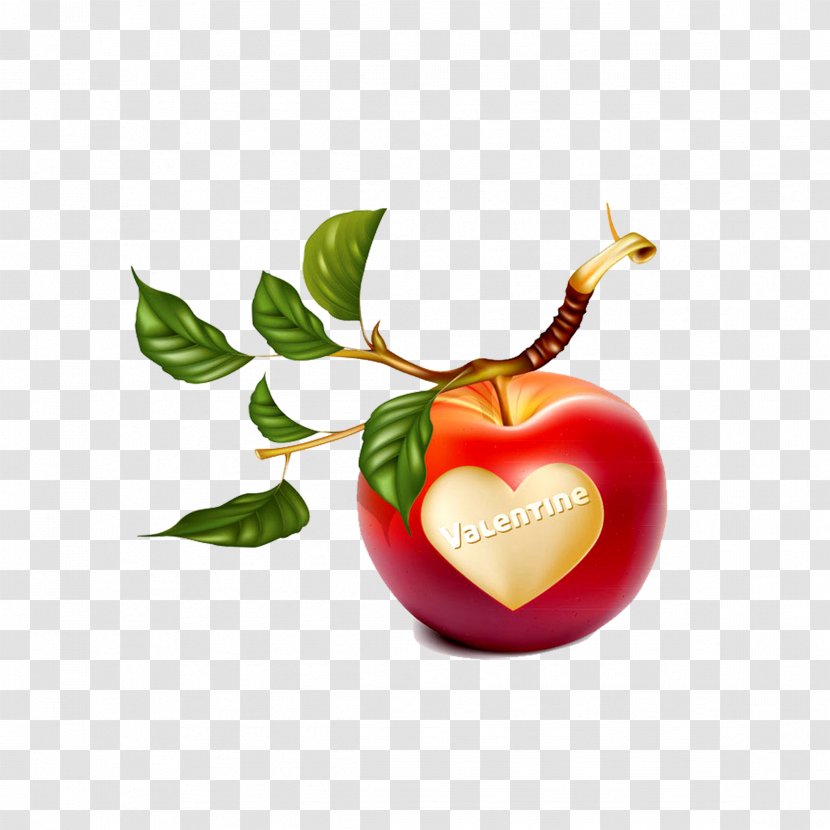 Apple Branch Clip Art - Diet Food - Romantic Heart-shaped Transparent PNG