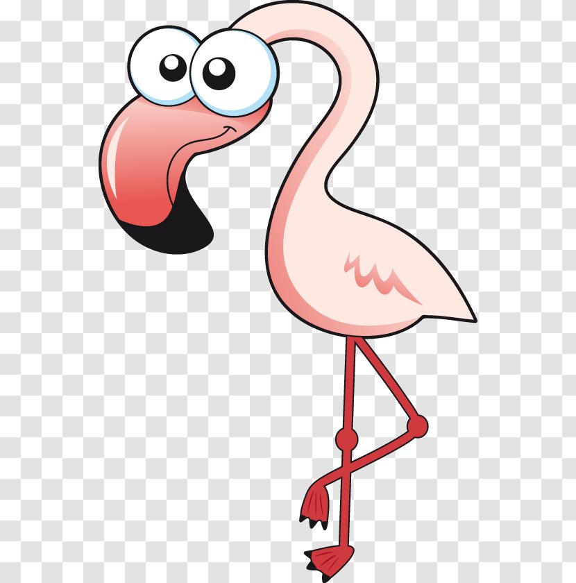 Bird Sticker - Pink - Hand-painted Big Eyes Long Beak Swan Transparent PNG