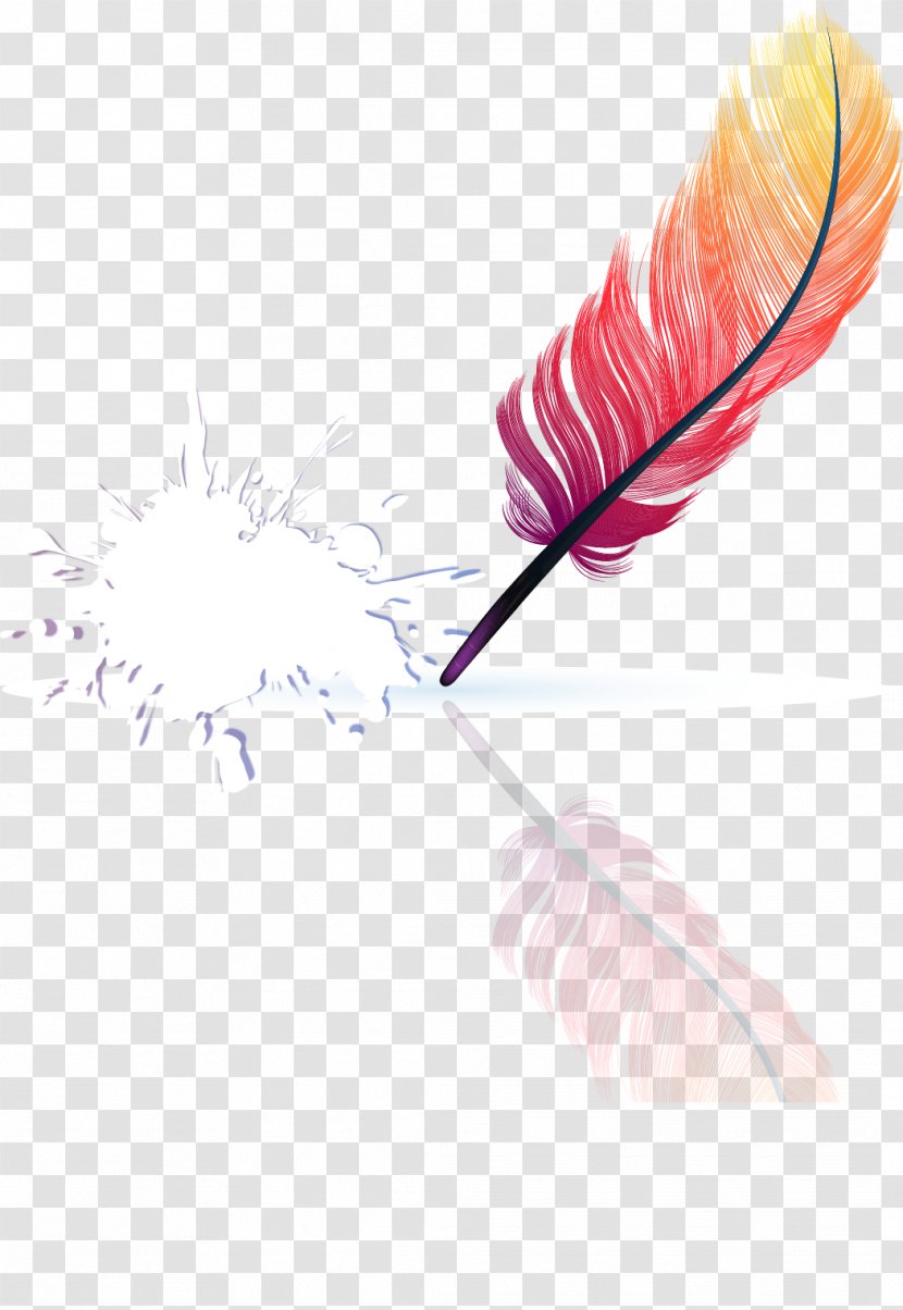 Feather Quill Hair Adhesive Tape Cartoon - Red Transparent PNG
