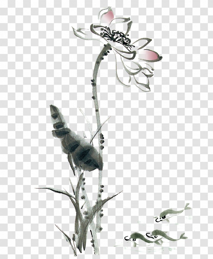 China Ink Wash Painting Poster - Pollinator - And Water Transparent PNG
