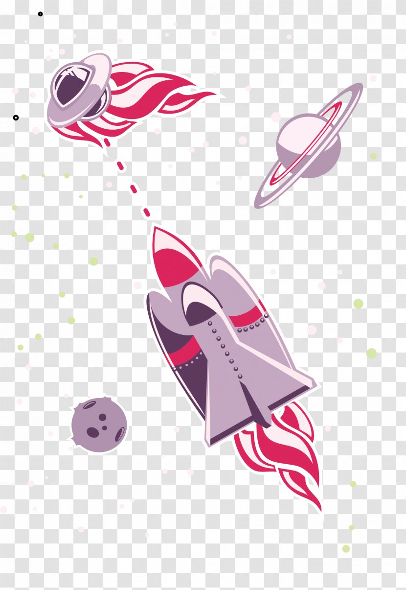 Drawing Cartoon - Spacecraft - Vector Hand Painted Science Fiction Transparent PNG