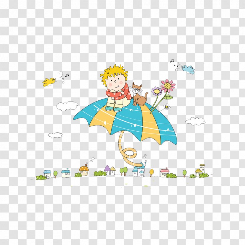 Sylvester Child Cartoon - The Sitting On Umbrella Transparent PNG