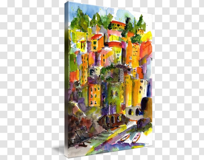 Watercolor Painting Still Life Art Mixed Media - Collage - Cinque Terre Transparent PNG