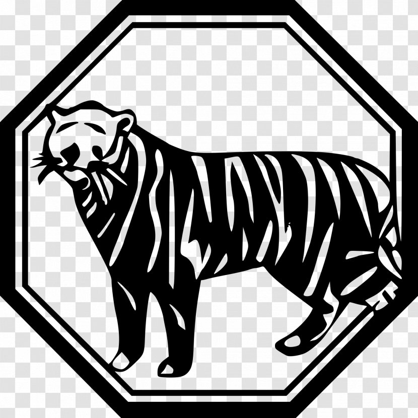 Tiger Chinese Zodiac Astrological Sign Dog - Black And White Transparent PNG