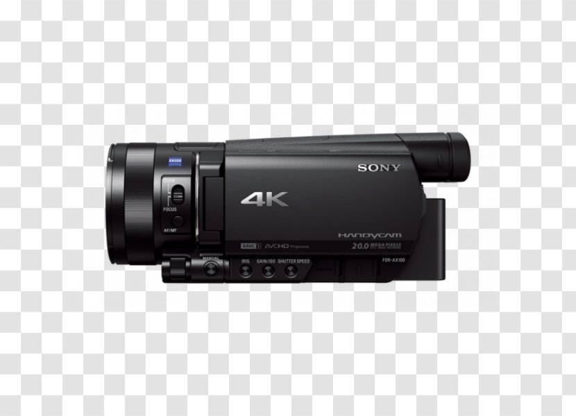 Sony Handycam FDR-AX100 Video Cameras 4K Resolution - Exmor Transparent PNG