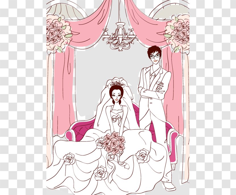 Illustration Wedding - Cartoon - Flower Transparent PNG