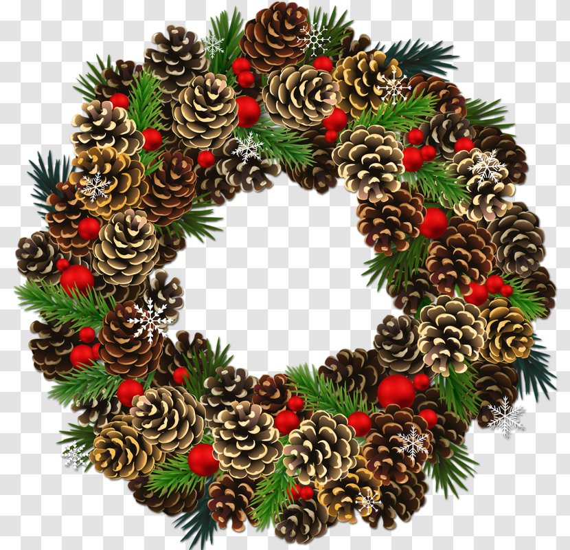 Clip Art Wreath Conifer Cone Transparency - Christmas Decoration - Garland Transparent PNG