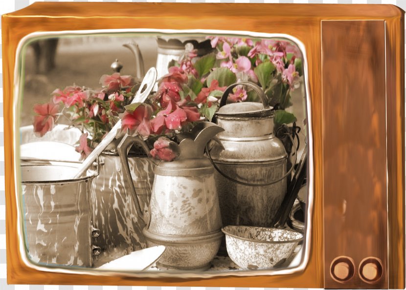 Vase Television Download - Flowerpot - Retro Hand-painted TV Material Free To Pull Transparent PNG