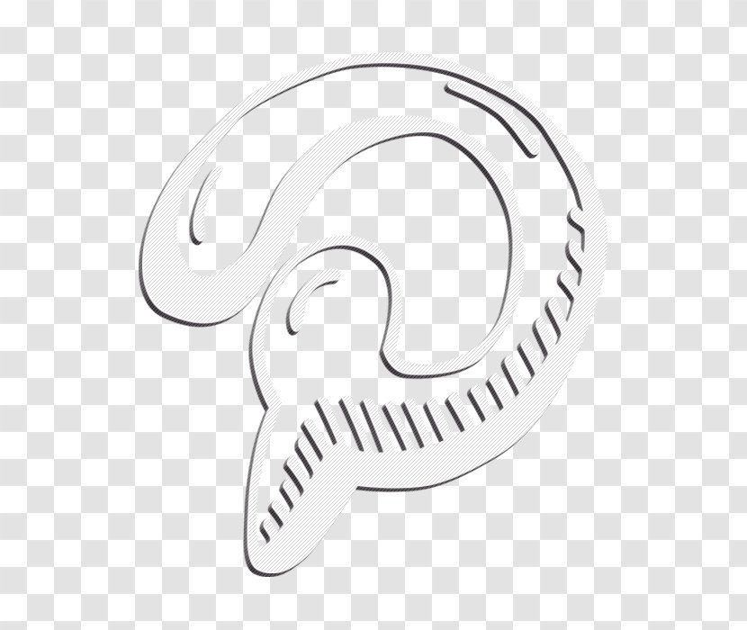 Hand Drawn Icon Pinterest Social - Ear Silver Transparent PNG