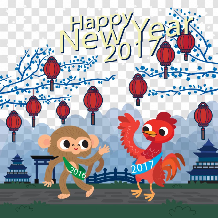 Chinese Zodiac Monkey - New Year - Vector Background Transparent PNG