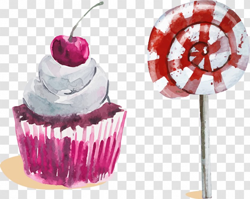 Cupcake Lollipop The SweetSpot Bakehouse Painting - Watercolor Transparent PNG