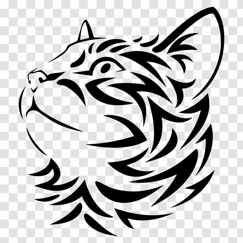White Bengal Tiger Head Line Art - Blackandwhite - Snout Wildlife Transparent PNG