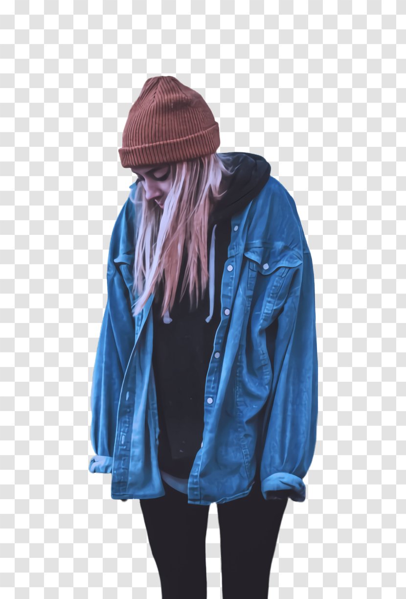 Clothing Blue Outerwear Beanie Jacket - Hoodie Sleeve Transparent PNG