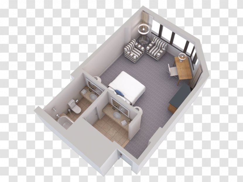 Boca Raton Resort 3D Floor Plan Hotel House - Bedroom - Office Scene Transparent PNG