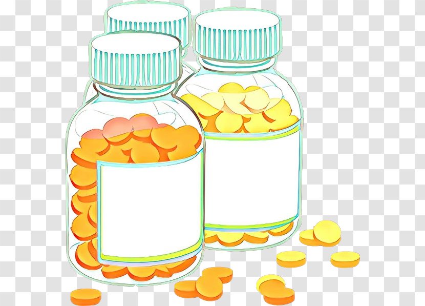 Yellow Clip Art Bottle Food Storage Containers Pill - Water Transparent PNG