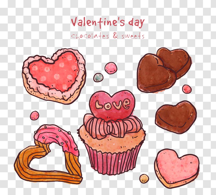 Euclidean Vector Download Sketch - Dessert - 6 Painted Valentine's Day Sweets Transparent PNG