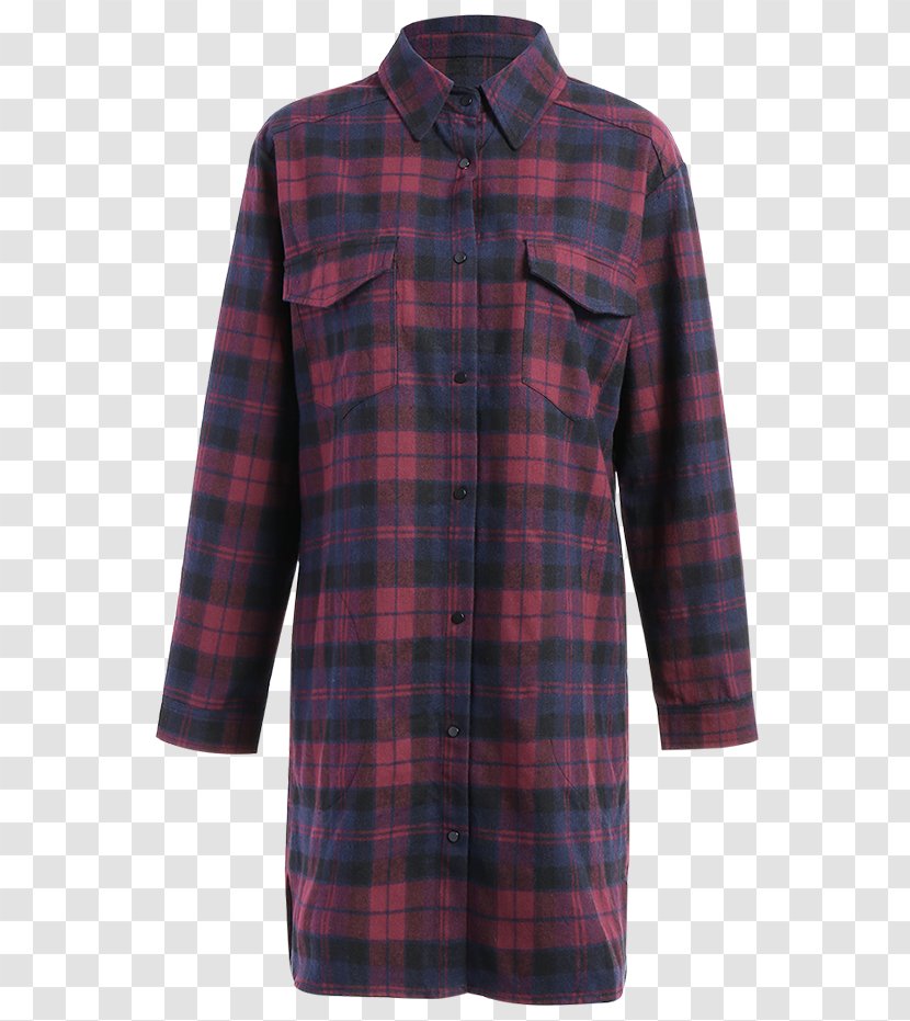 Tartan Sleeve Maroon - Checkered Shirt Transparent PNG