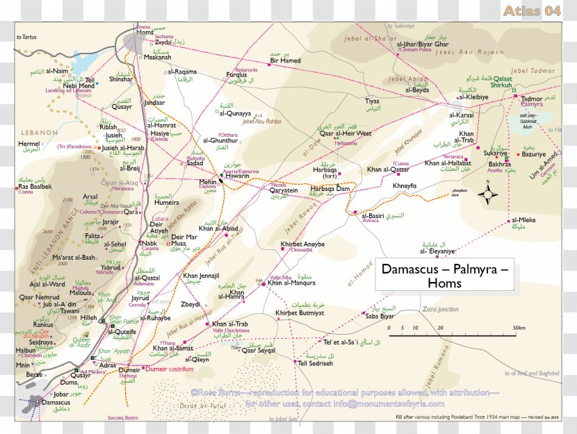 Damascus Limestone Massif Dead Cities Monuments Of Syria Hauran - Plan - Map Transparent PNG