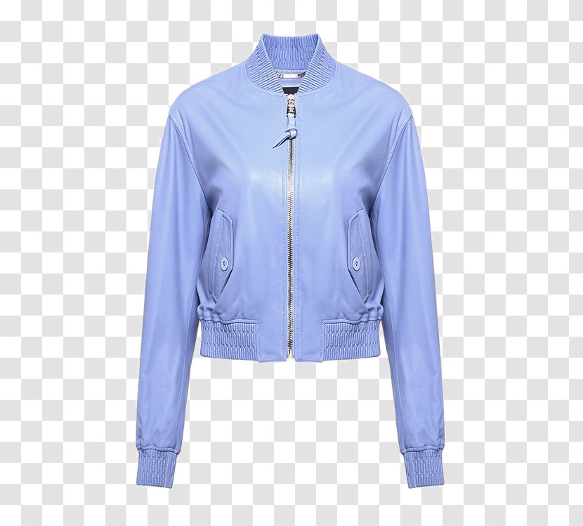 Leather Jacket Versace Outerwear MA-1 Bomber - Sheep Collar Zipper Ms. Transparent PNG