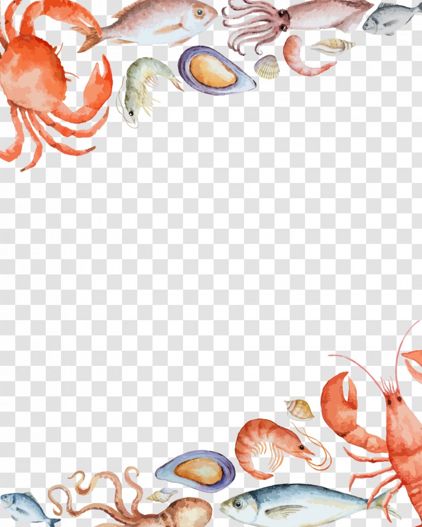 Seafood Crab - Food - Vector Border Background Transparent PNG