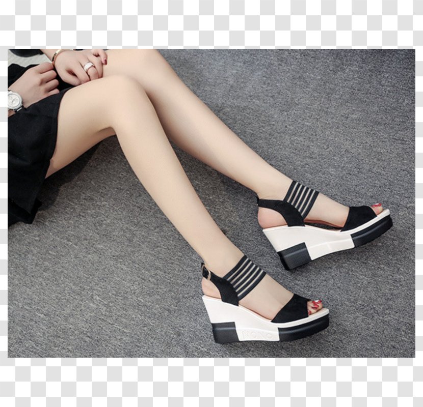 Sandal Fashion Wedge High-heeled Shoe - Flower Transparent PNG