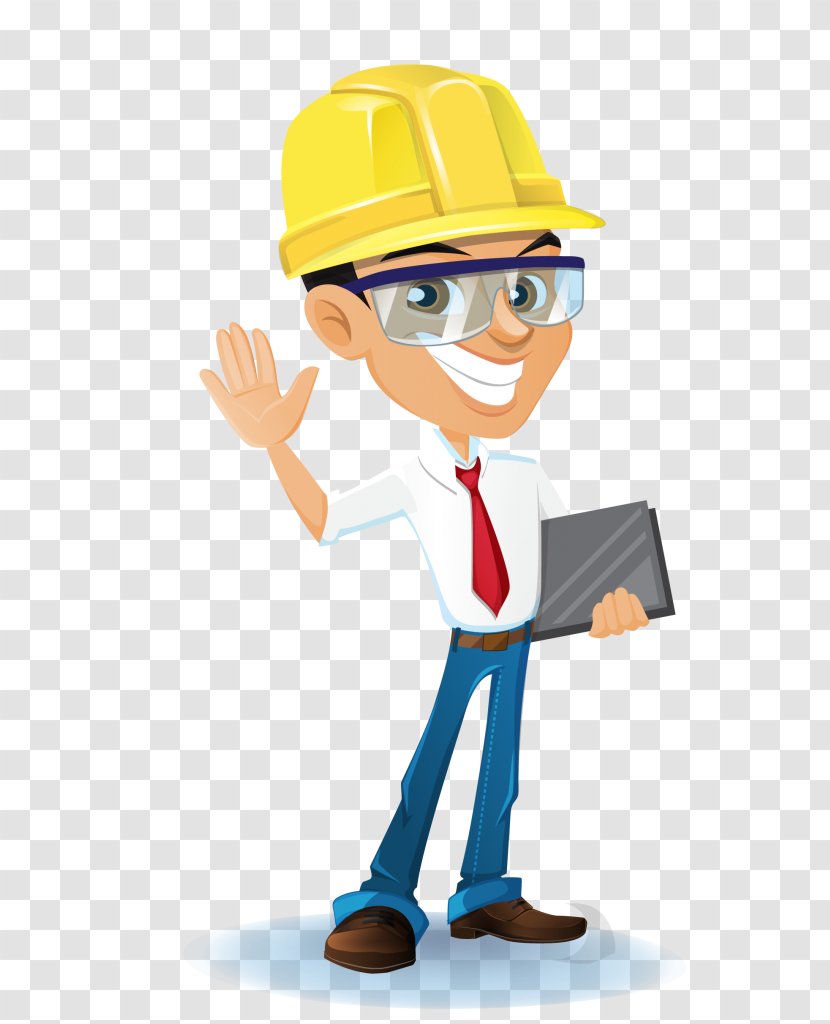Cartoon Construction Worker Hard Hat Engineer Finger - Fashion Accessory Gesture Transparent PNG