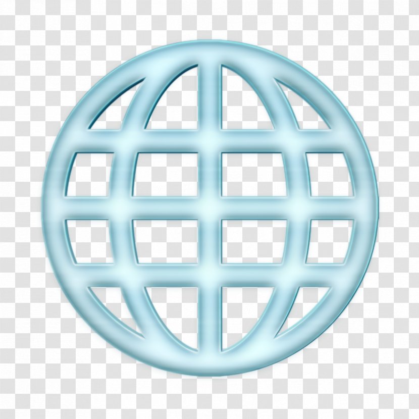 Globe Icon World - Turquoise - Symbol Transparent PNG