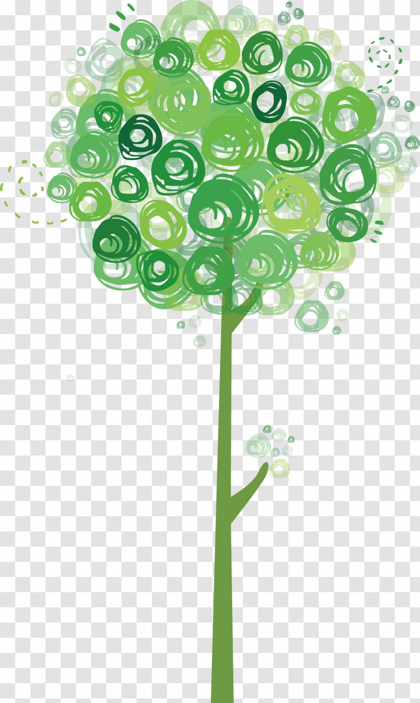 Cute Green Cartoon Tree - Illustration Transparent PNG