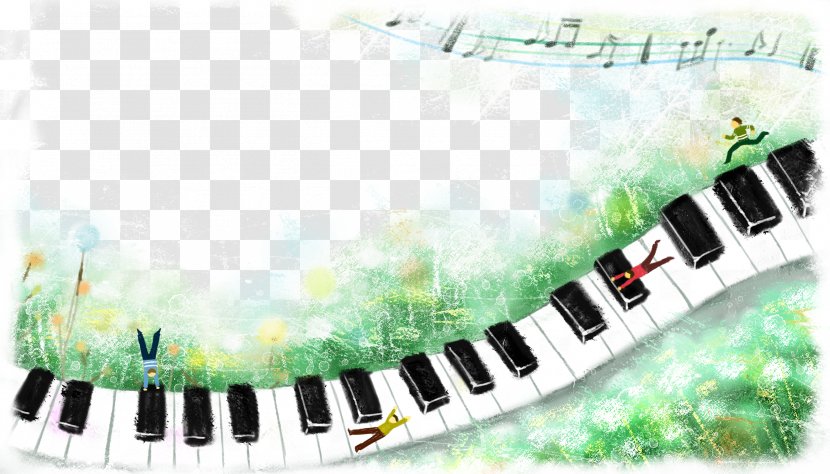 Piano Musical Keyboard Electronic - Flower - Ink Cute Background Transparent PNG