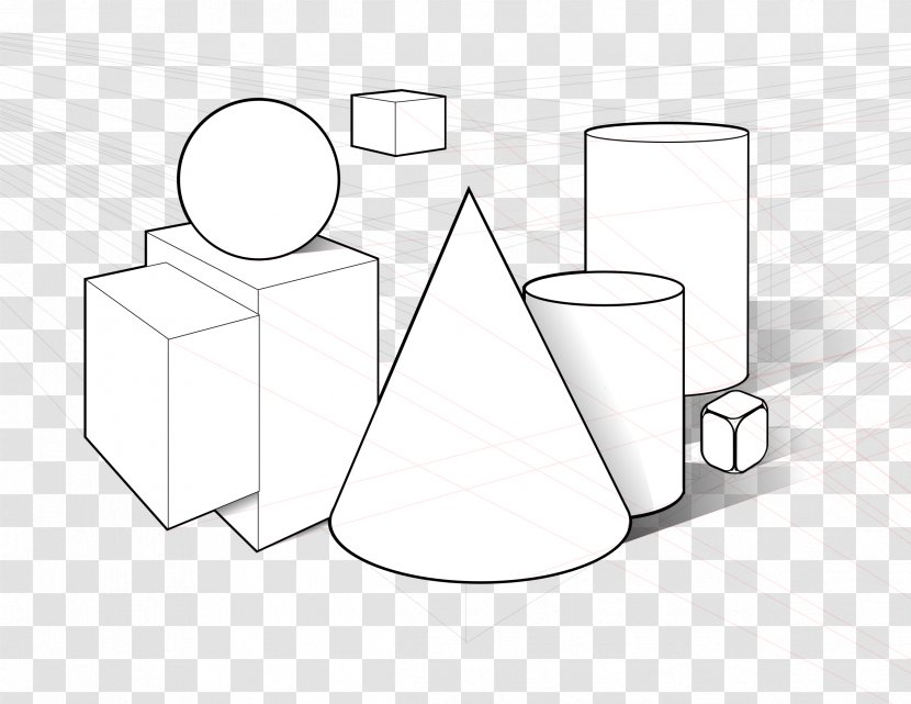 Three-dimensional Space Shape Cone Geometry Clip Art - Black And White Transparent PNG