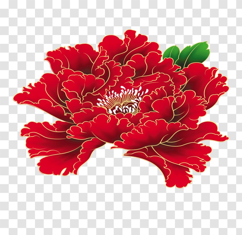 Moutan Peony Red Design Image Pink - White Transparent PNG