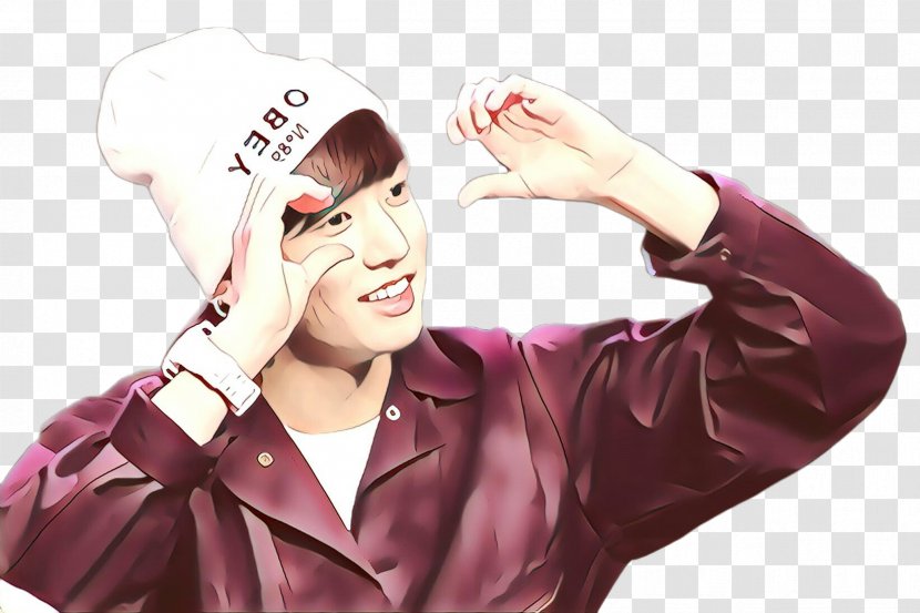 Pink Forehead Outerwear Mouth Gesture - Neck Finger Transparent PNG