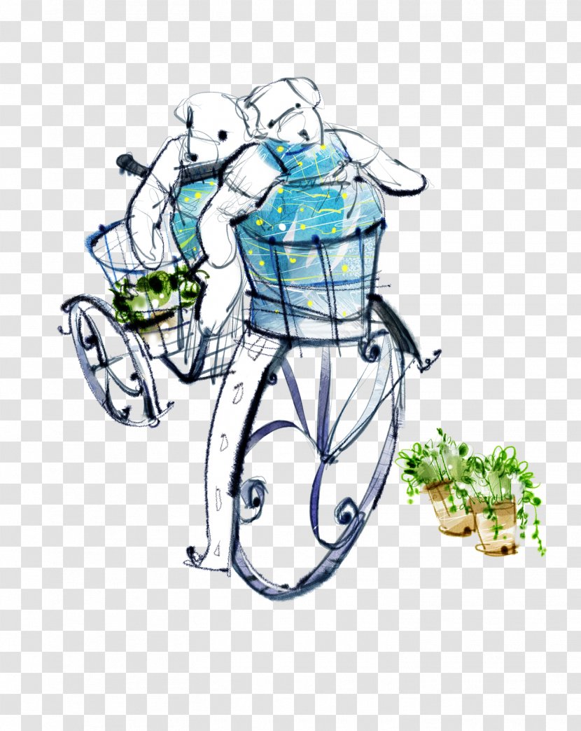 Cartoon Bicycle Illustration - Hand-painted Toy Car Transparent PNG