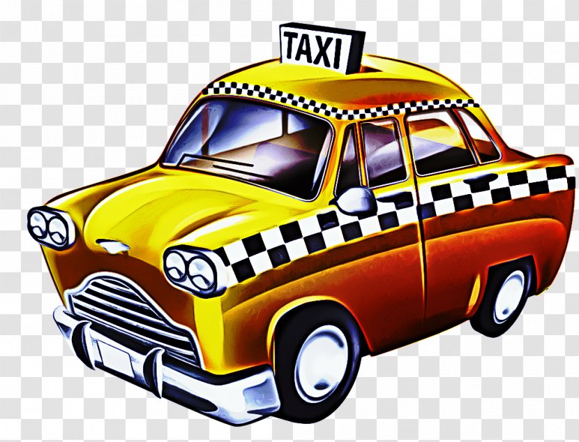 Classic Car Background - Yellow Cab - Toy Sedan Transparent PNG