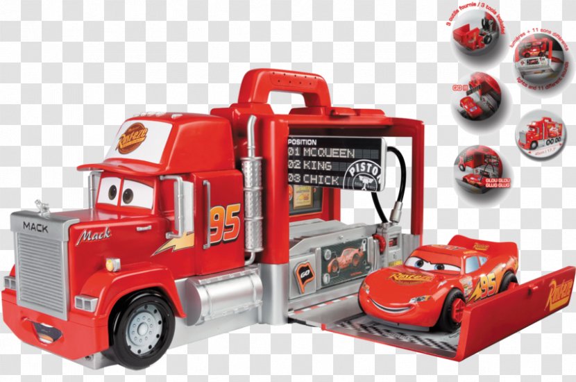 mack truck on cars